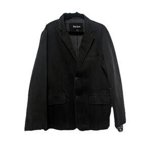 Pop Icon Men’s Black Distressed Pinstriped Blazer With Pockets Casual Size XL EU